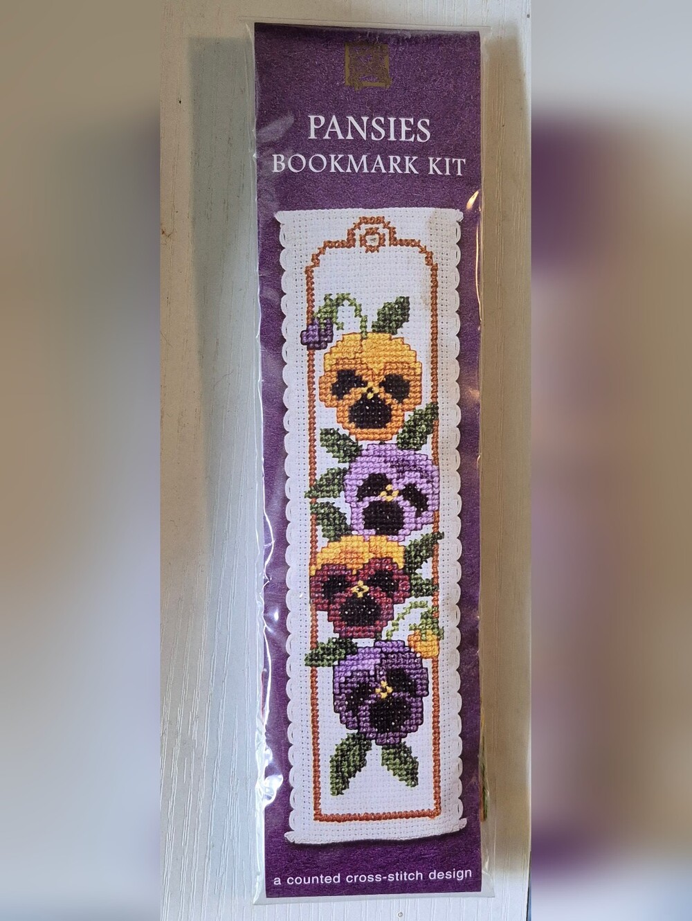Pansies Bookmark Kit -Counted Cross Stitch By Textile Heritage Collection
